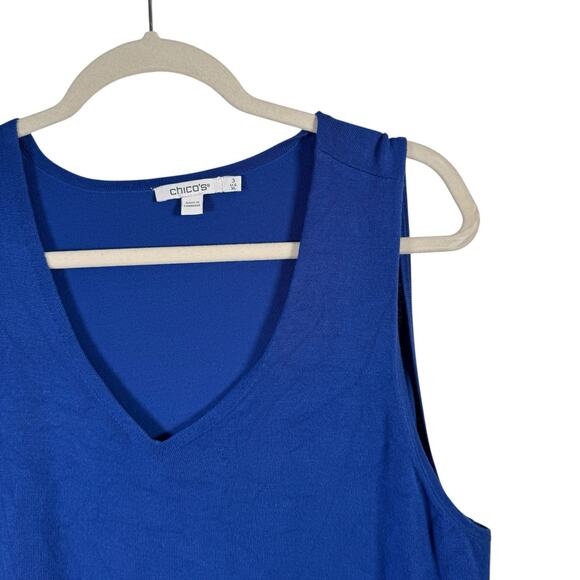 Chicos Spun Rayon Hanky Hem Cardigan Sweater Tank Top Set Blue Womens 3 US XL - Picture 8 of 11
